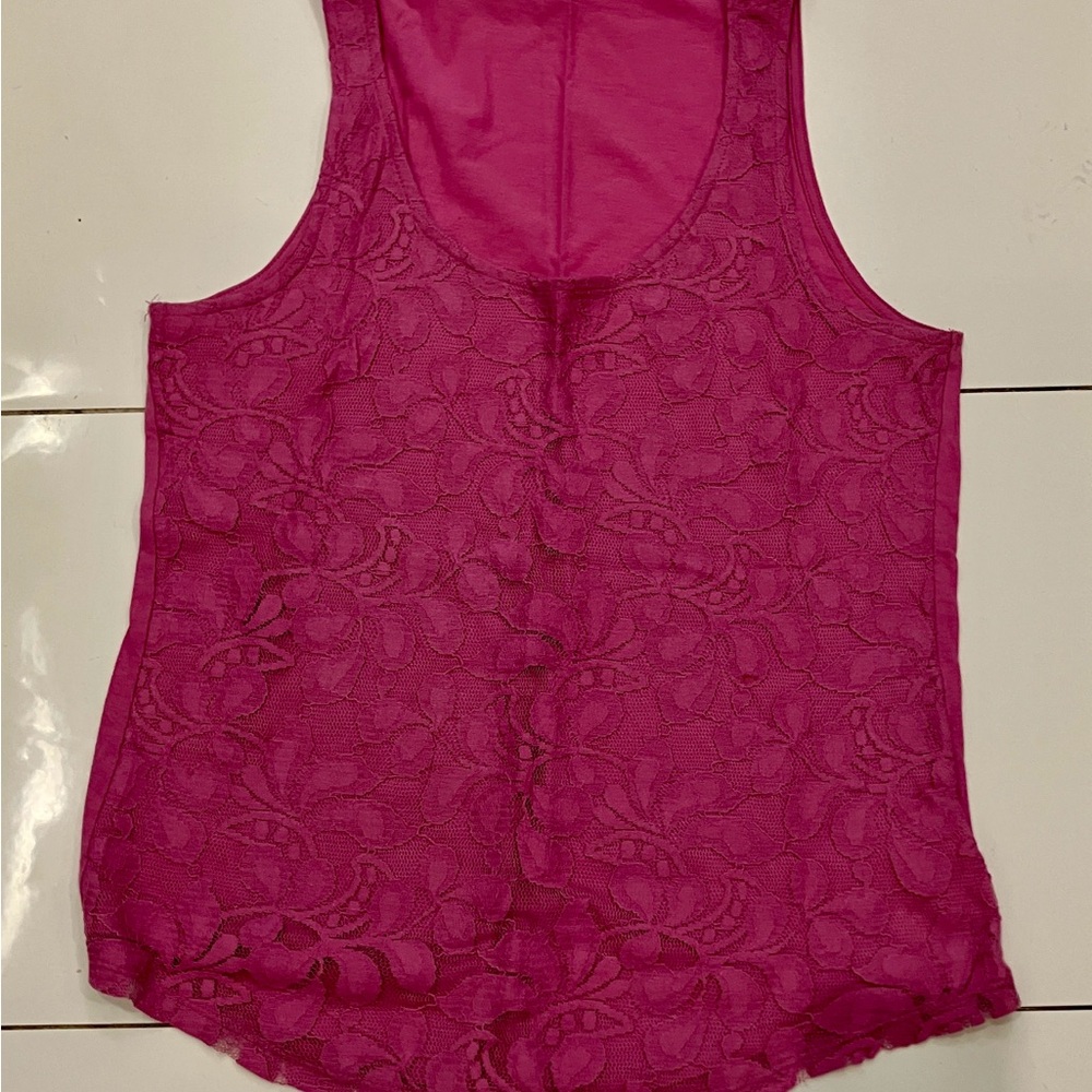 Banana Republic Fuchsia Lace Tank Top